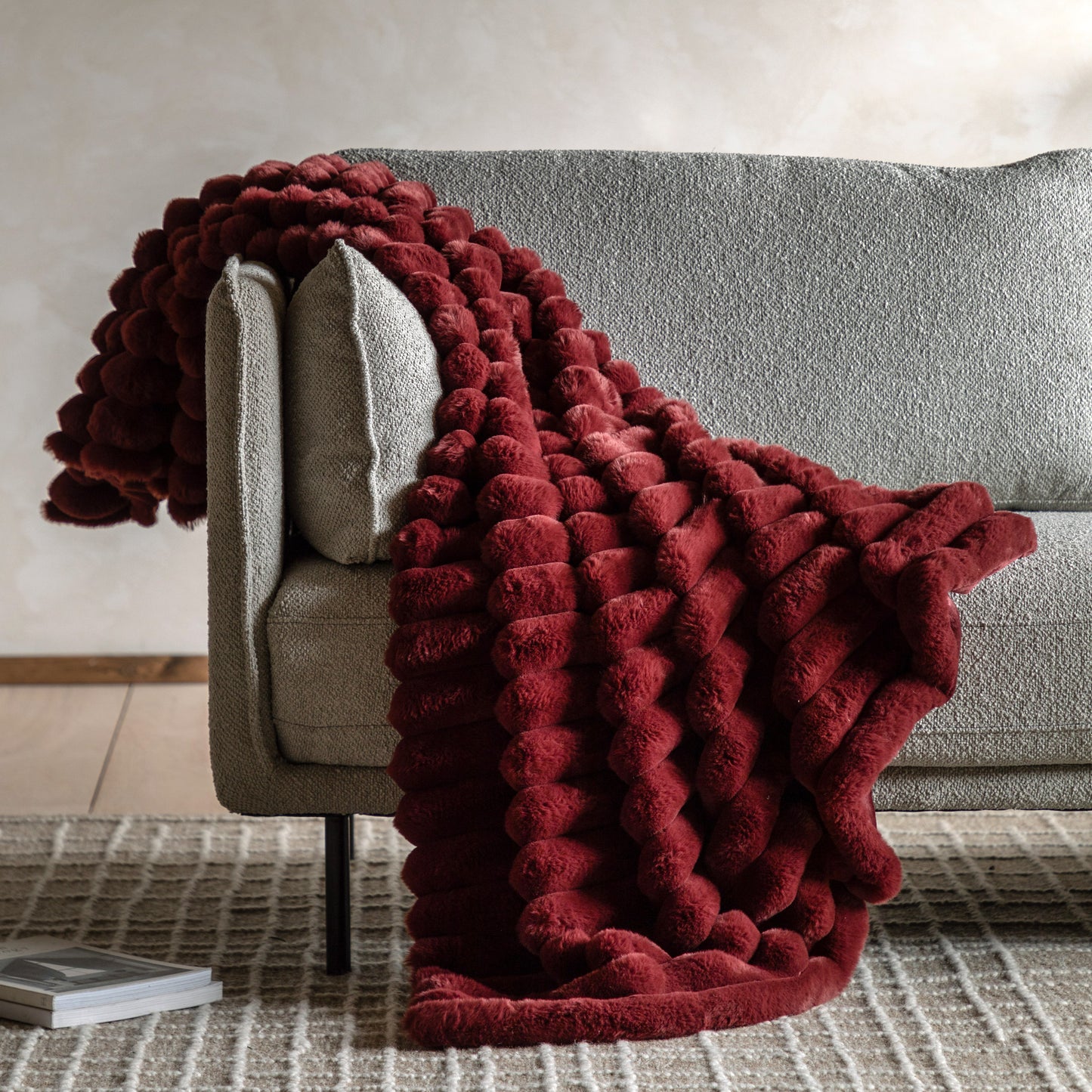 libby ribbed faux fur throw- 6 colours