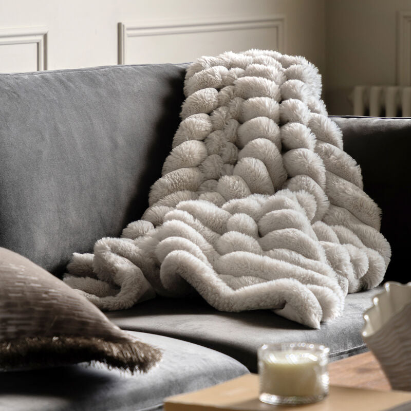 libby ribbed faux fur throw- 6 colours