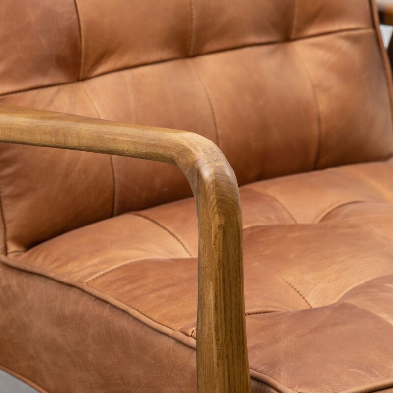 harry armchair in brown leather - nineteen/seventy