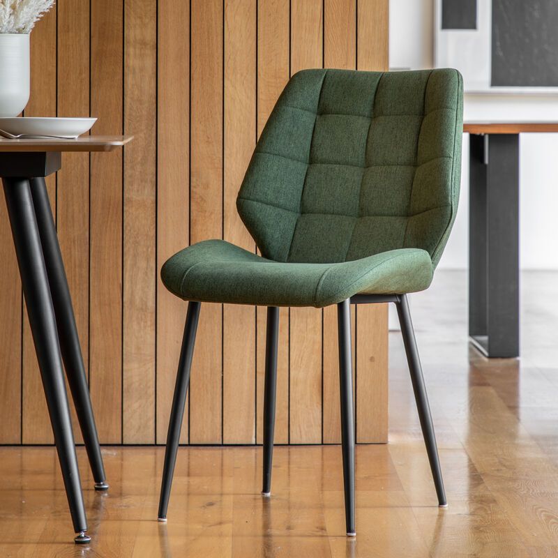 mollie dining chair 2 pack in bottle green - nineteen/seventy