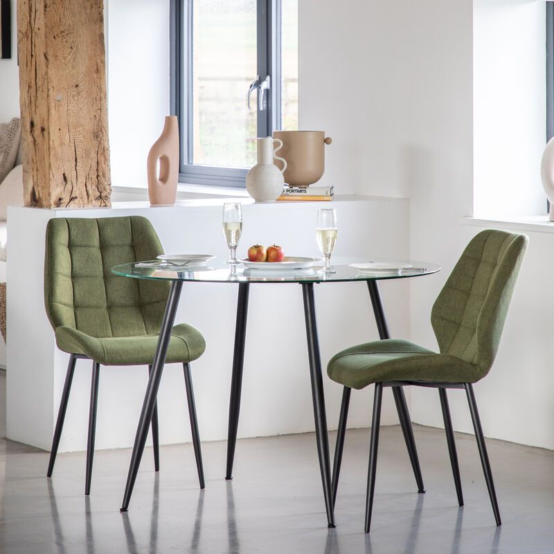 mollie dining chair 2 pack in bottle green - nineteen/seventy