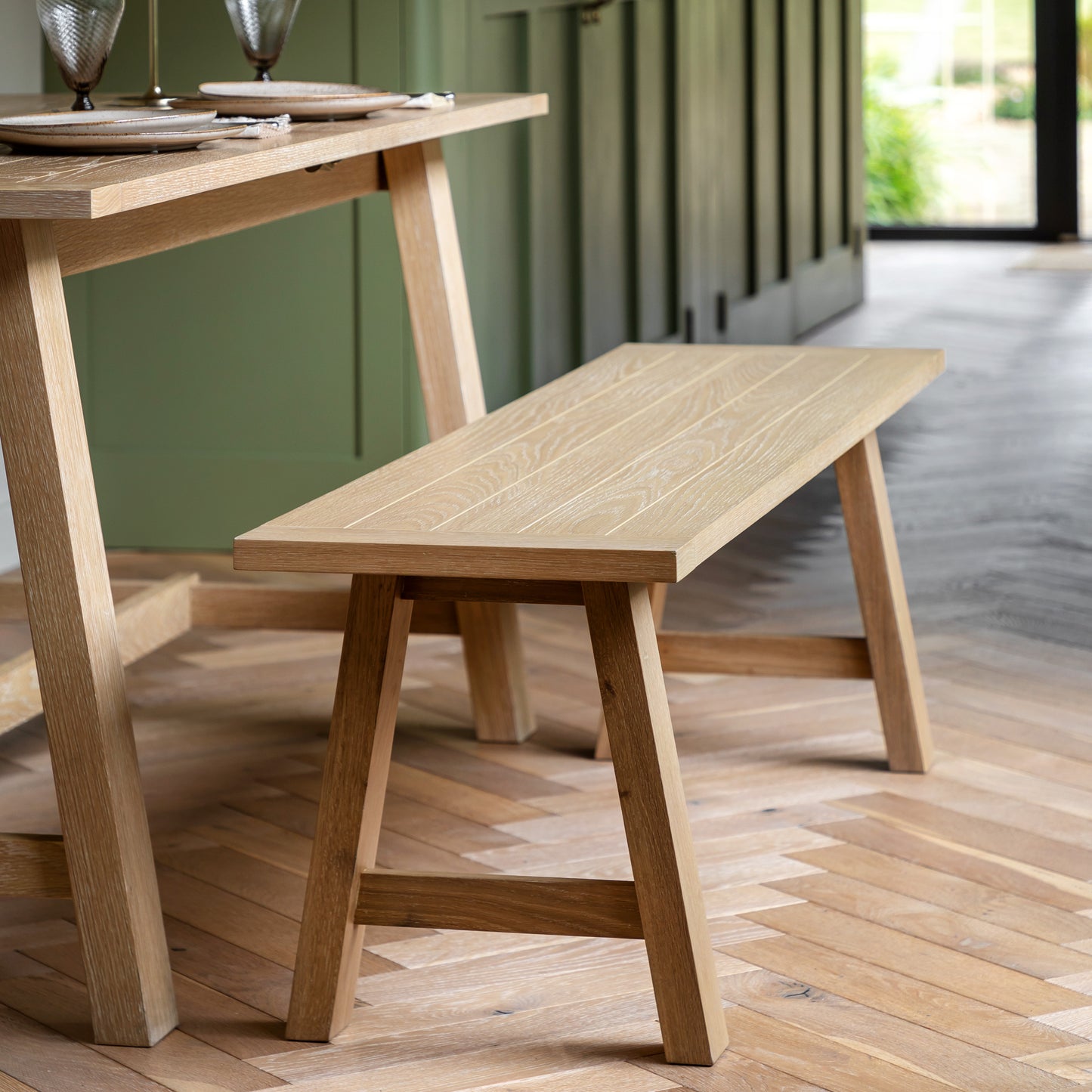 prairie trestle dining bench