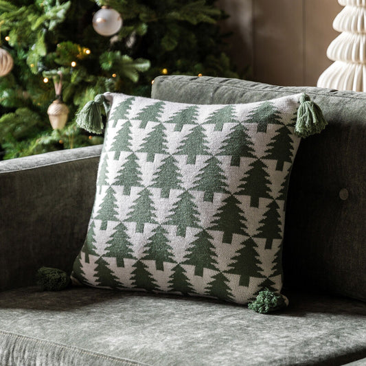 forest knitted cushion