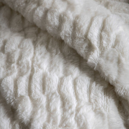 rita faux rabbit throw in cream