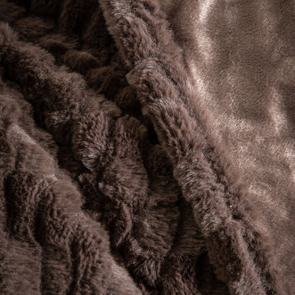rita faux rabbit throw in brown