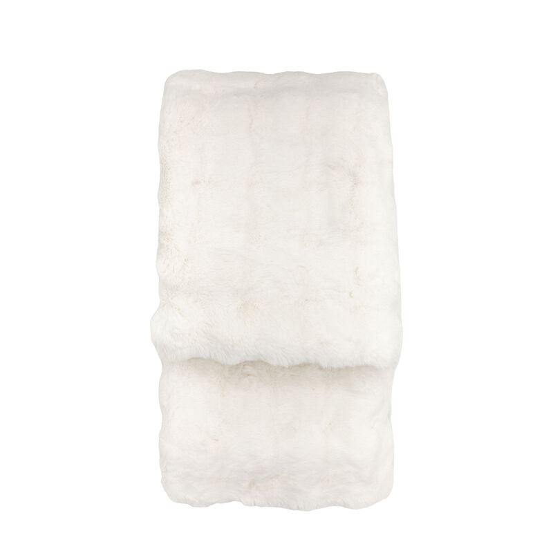 marshmallow faux rabbit throw in cream