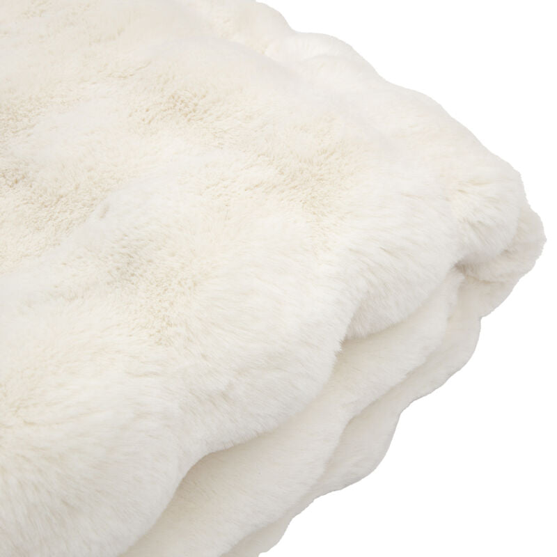 marshmallow faux rabbit throw in cream