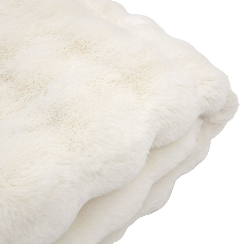 marshmallow faux rabbit throw in cream