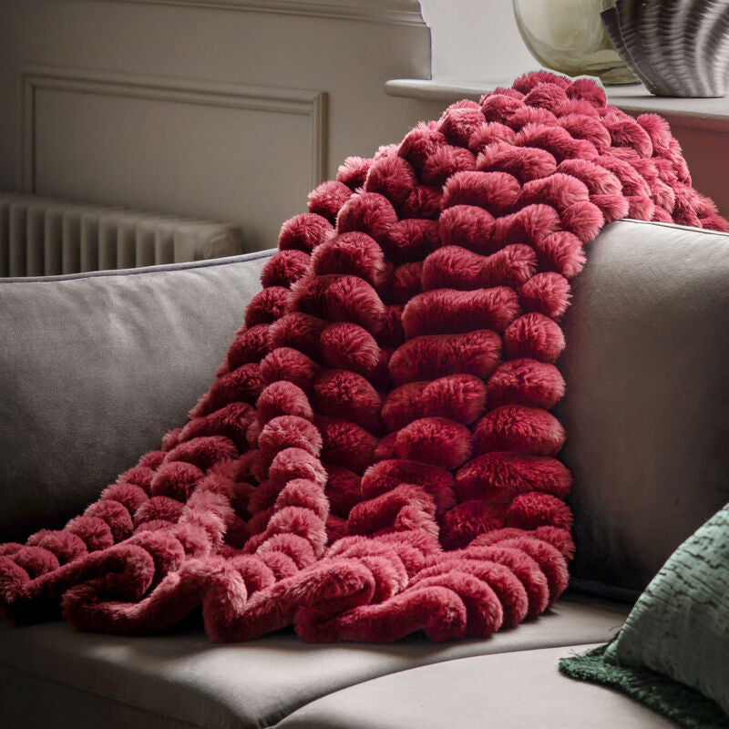 libby ribbed faux fur throw- 4 colours