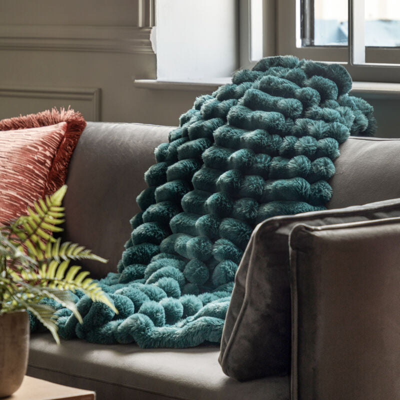 libby ribbed faux fur throw- 4 colours