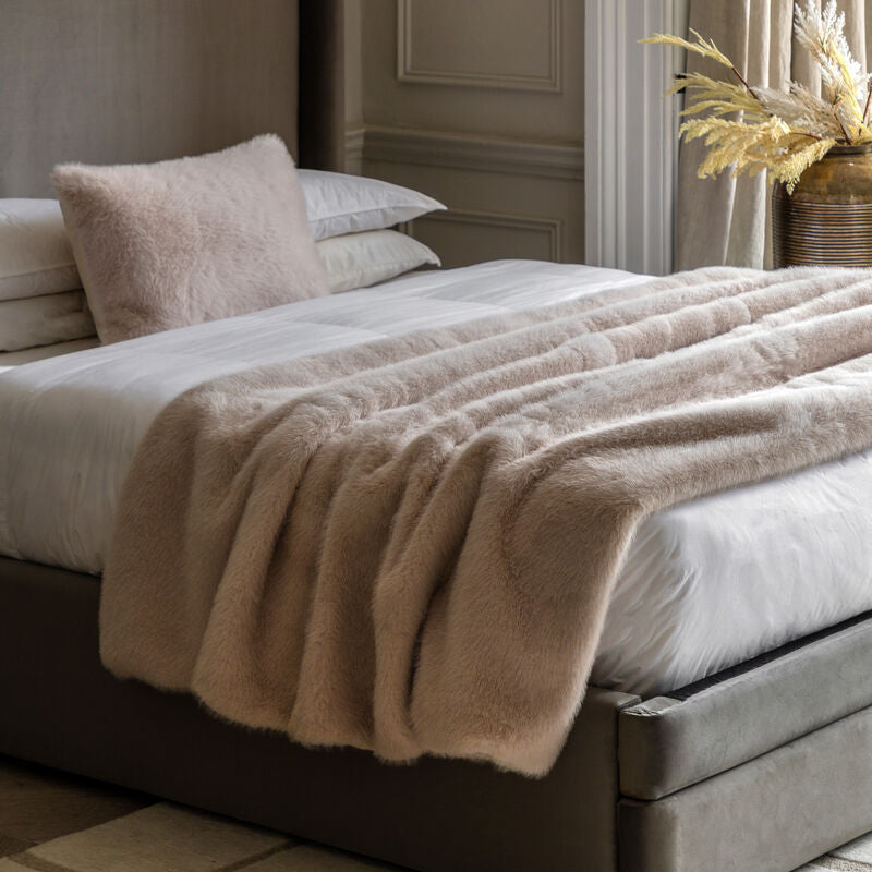maple faux fur throw