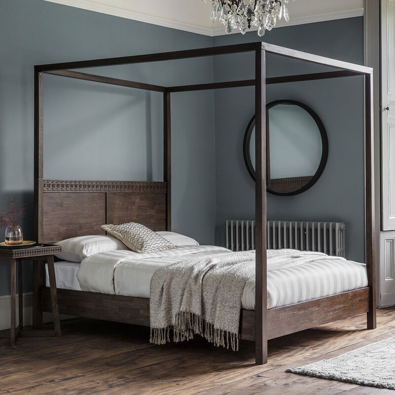 bali 4 poster bed in brown - nineteen/seventy