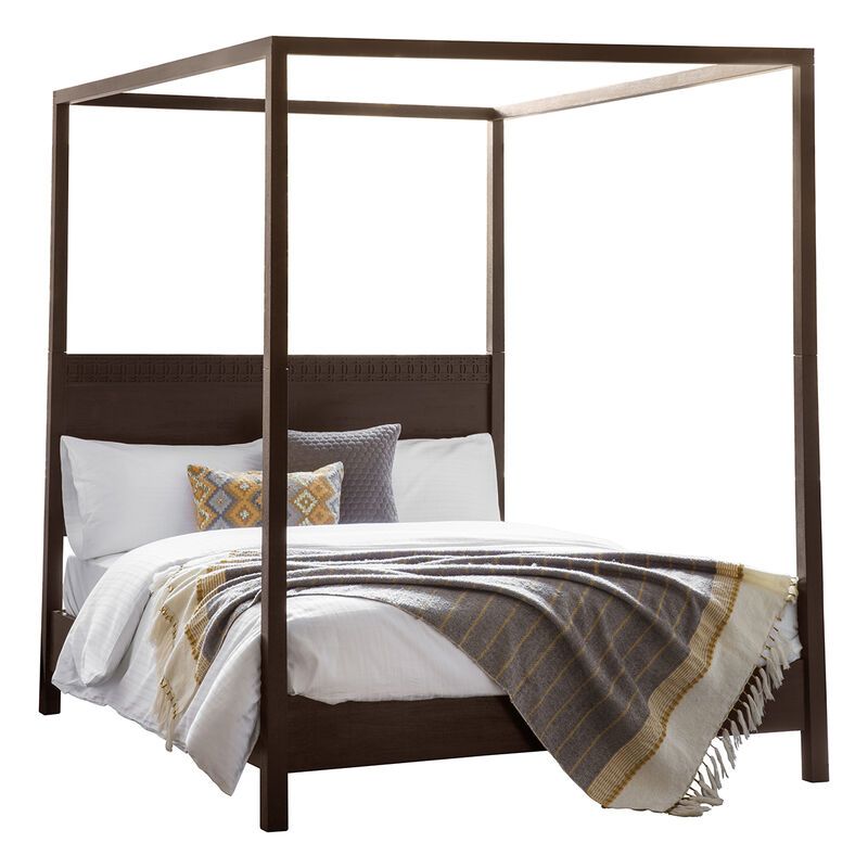 bali 4 poster bed in brown - nineteen/seventy