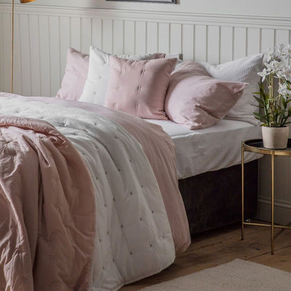 belinda cotton stitch bedspread in blush - nineteen/seventy