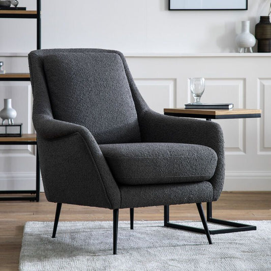 bertie armchair in grey linen - nineteen/seventy