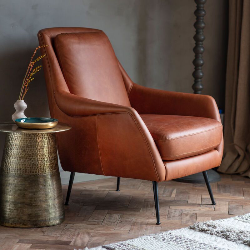 bertie armchair in leather - nineteen/seventy