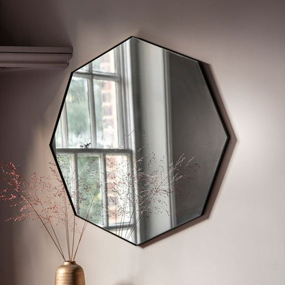 bowie octagon mirror in black - nineteen/seventy