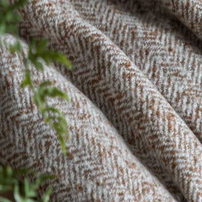 hannah herringbone faux mohair throw in brown - nineteen/seventy