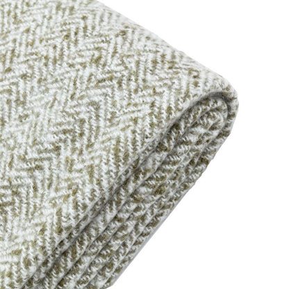 hannah herringbone faux mohair throw in olive green - nineteen/seventy