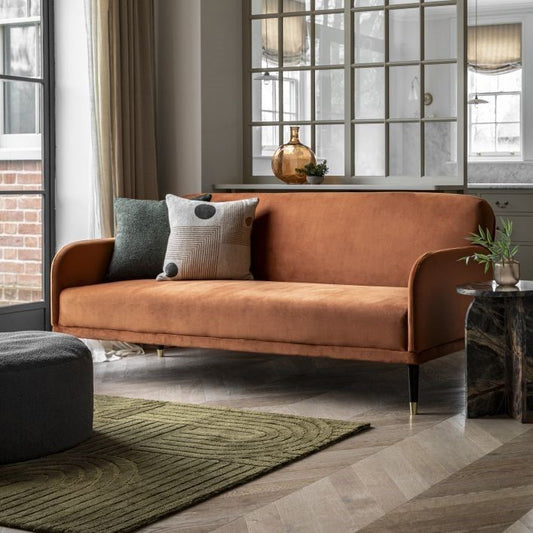 helga sofa bed in rust - nineteen/seventy