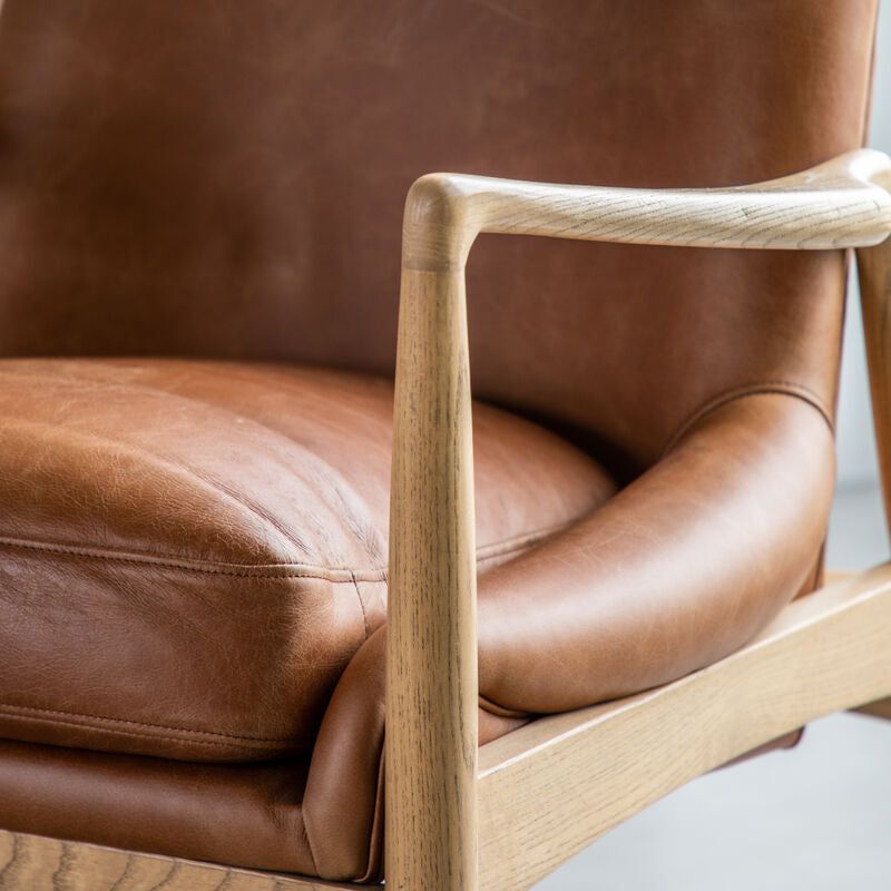 jesse armchair in brown leather - nineteen/seventy