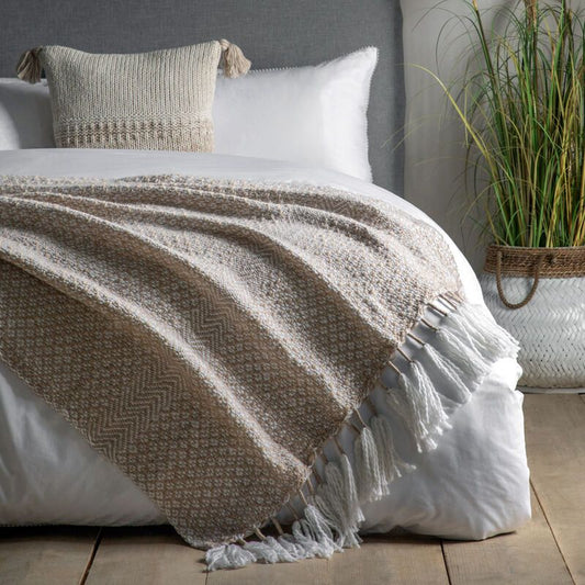 nima tassel throw in natural - nineteen/seventy