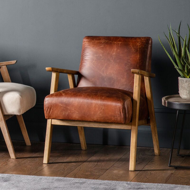 nyla armchair in vintage leather - nineteen/seventy