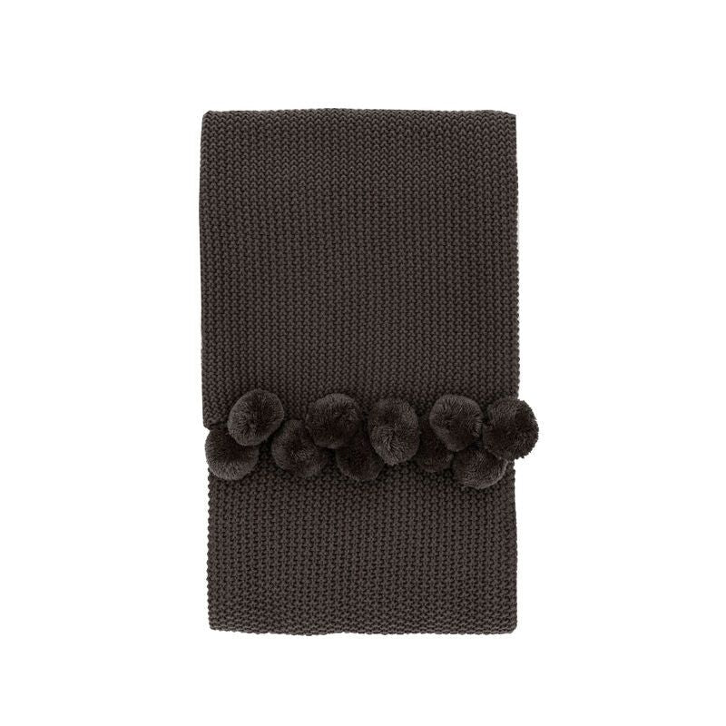 pippa pom pom throw in charcoal - nineteen/seventy