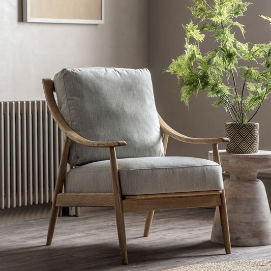 riley armchair in natural linen - nineteen/seventy