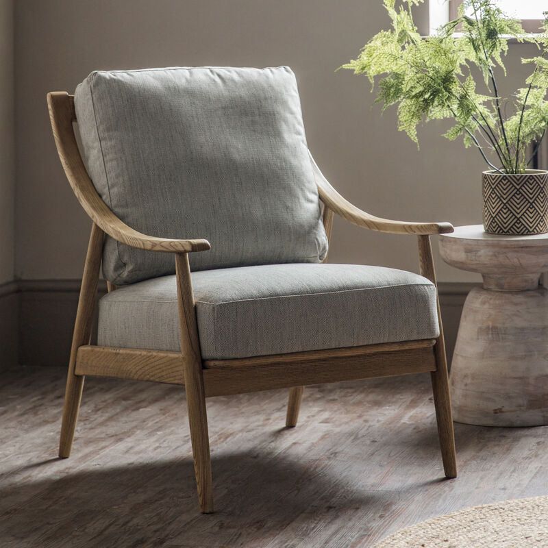 riley armchair in natural linen - nineteen/seventy