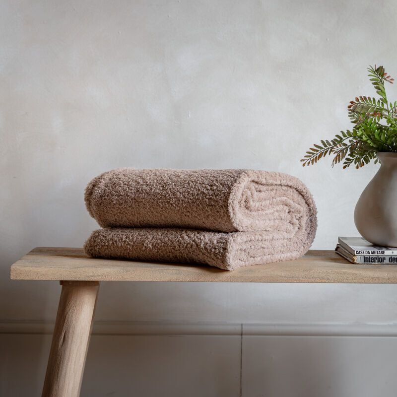 teddy fleece throw in taupe - nineteen/seventy